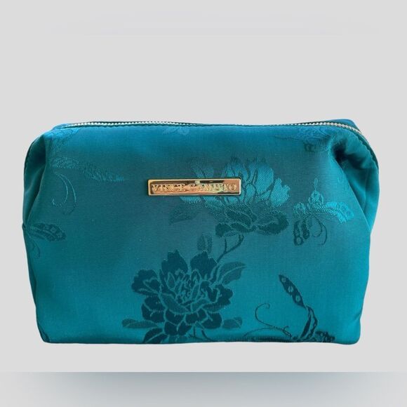 Vince Camuto Teal Floral Makeup Toiletries Travel Bag NWT - Picture 1 of 4